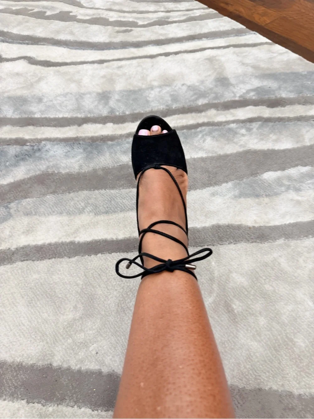 Gianni Bini Black Suede Lace-Up Block Heels